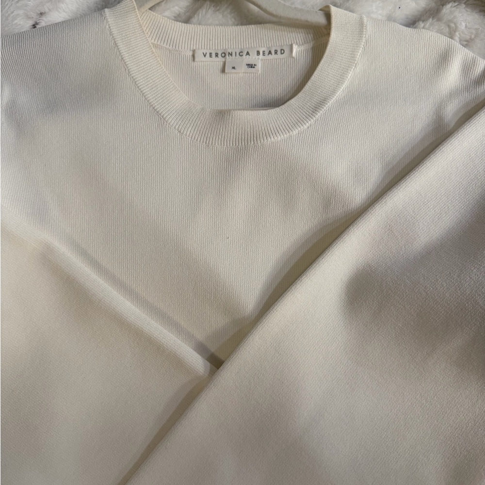 Veronica Beard White Swan Crewneck Sweater